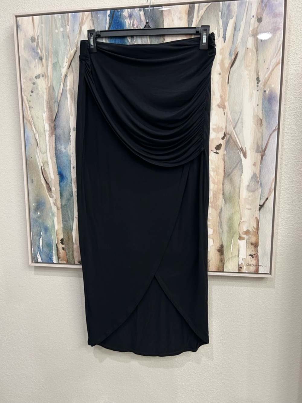 CAbi Black Draped Wrap-Front Maxi Skirt - Picture 2 of 8